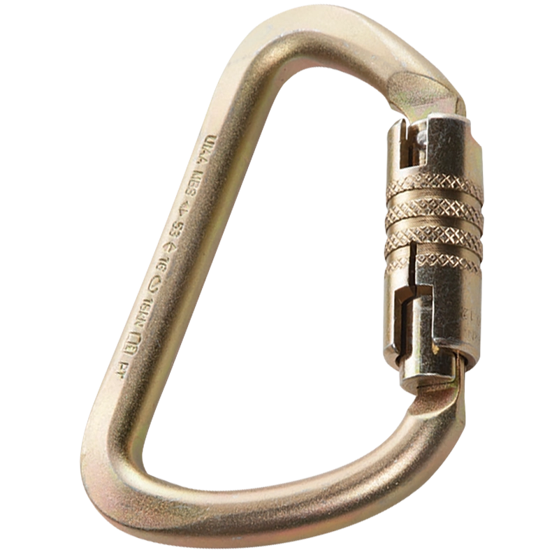 Triple lock D carabiner