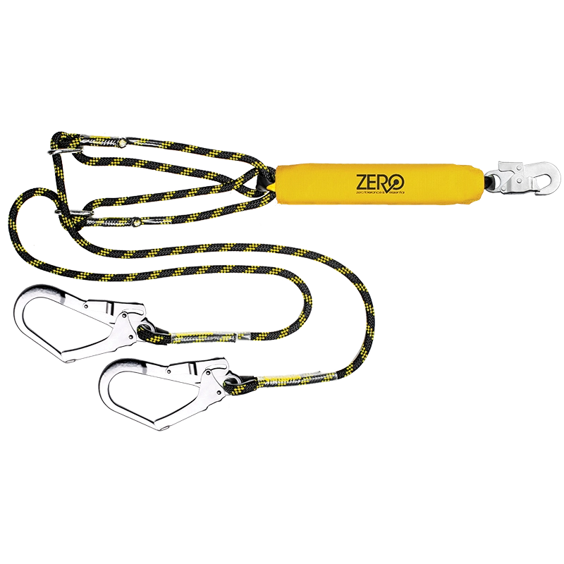 Double adjustable rope lanyard with snaphook & scaffold hooks