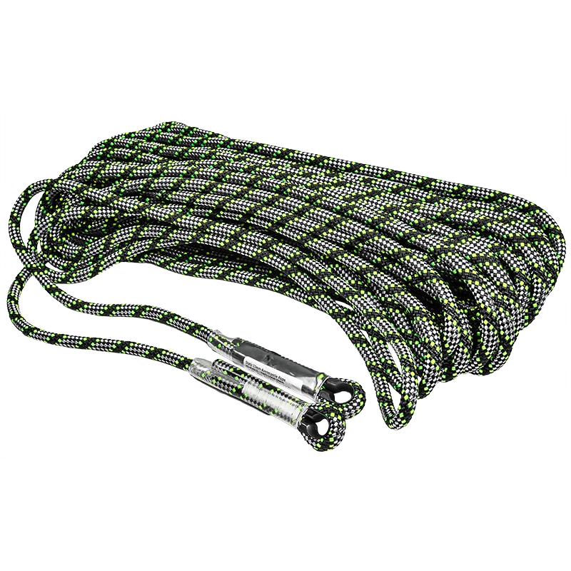 Kernmantle static rope with eyelets
